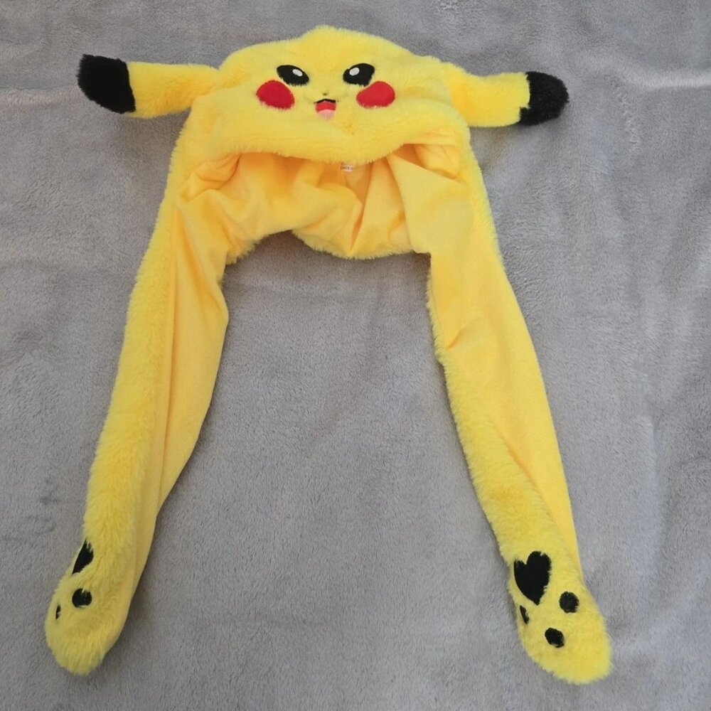 Pikachu‎ Plush Hat Long Ear Flap Pokémon Costume Anime Cosplay pump up ears